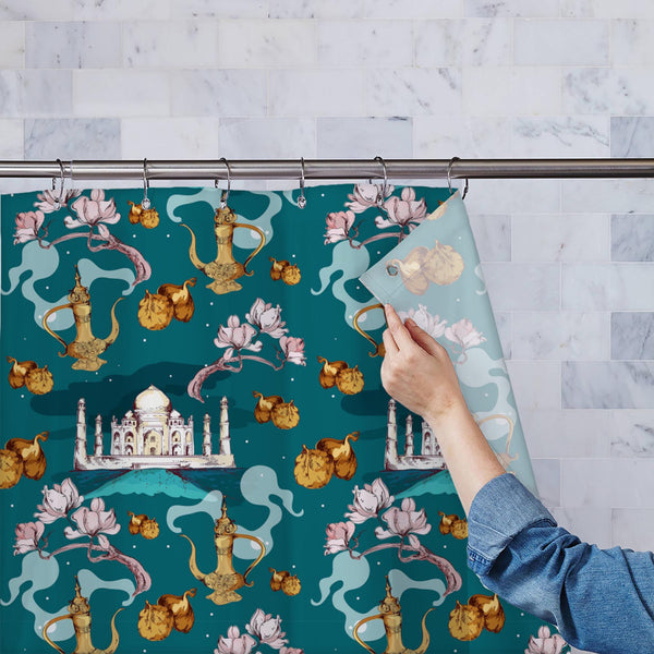 Taj Mahal And Antique Pot Washable Waterproof Shower Curtain-Shower Curtains-CUR_SH_EL-IC 5007900 IC 5007900, Abstract Expressionism, Abstracts, Architecture, Automobiles, Books, Botanical, Cities, City Views, Culture, Decorative, Ethnic, Floral, Flowers, Holidays, Illustrations, Indian, Landmarks, Nature, Patterns, Places, Retro, Semi Abstract, Signs, Signs and Symbols, Traditional, Transportation, Travel, Tribal, Vehicles, World Culture, taj, mahal, and, antique, pot, washable, waterproof, polyester, show