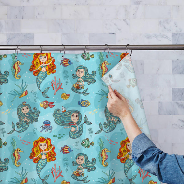 Cute Mermaids Pattern Washable Waterproof Shower Curtain-Shower Curtains-CUR_SH_EL-IC 5007978 IC 5007978, Animals, Animated Cartoons, Art and Paintings, Caricature, Cartoons, Drawing, Fantasy, Illustrations, Mermaid, Nature, Paintings, Patterns, People, Scenic, Sketches, cute, mermaids, pattern, washable, waterproof, polyester, shower, curtain, eyelets, beautiful, beauty, characters, cheerful, child, concepts, doodle, fairy, female, fin, fish, fun, girls, happiness, human, ideas, little, magic, mystery, myt