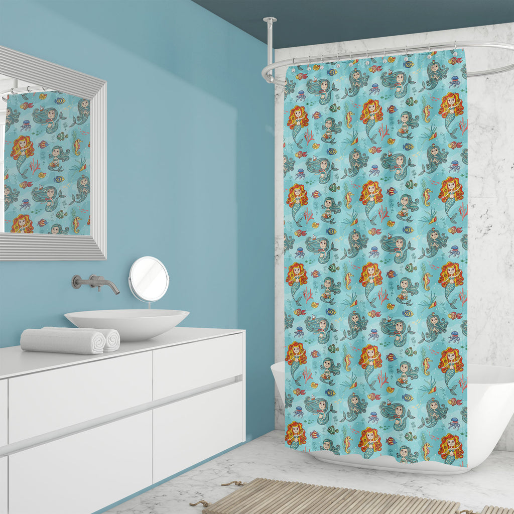 Cute Mermaids Pattern Washable Waterproof Shower Curtain-Shower Curtains-CUR_SH_EL-IC 5007978 IC 5007978, Animals, Animated Cartoons, Art and Paintings, Caricature, Cartoons, Drawing, Fantasy, Illustrations, Mermaid, Nature, Paintings, Patterns, People, Scenic, Sketches, cute, mermaids, pattern, washable, waterproof, shower, curtain, beautiful, beauty, characters, cheerful, child, concepts, doodle, fairy, female, fin, fish, fun, girls, happiness, human, ideas, little, magic, mystery, mythology, nymph, paint