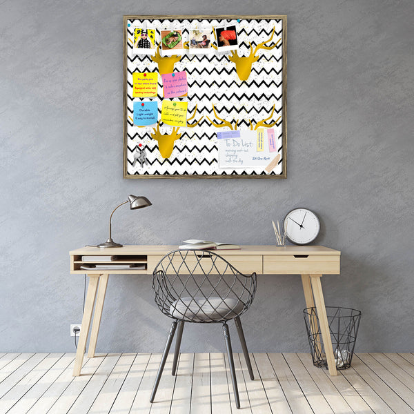 Goden Deer Head Chevron Bulletin Board Notice Pin Board Soft Board | Framed-Bulletin Boards Framed-BLB_FR-IC 5007981 IC 5007981, Abstract Expressionism, Abstracts, Black, Black and White, Chevron, Culture, Digital, Digital Art, Ethnic, Geometric, Geometric Abstraction, Graphic, Hipster, Illustrations, Patterns, Semi Abstract, Signs, Signs and Symbols, Traditional, Tribal, Vintage, World Culture, Metallic, goden, deer, head, bulletin, board, notice, pin, vision, soft, combo, with, thumb, push, pins, sticky, 