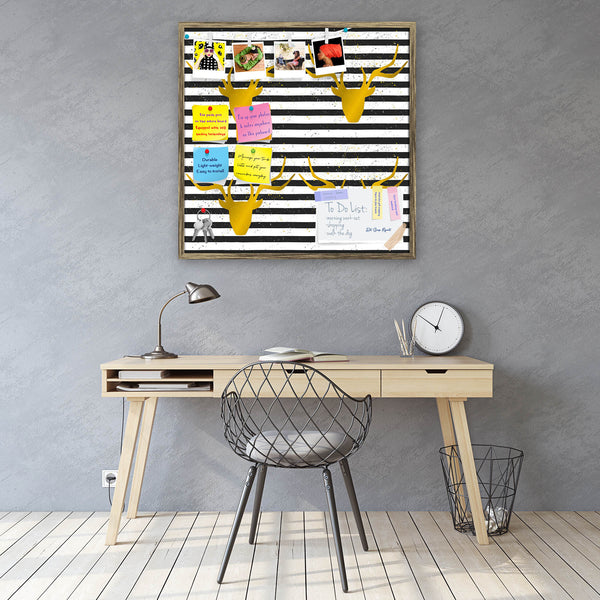 Golden Deer Head On Striped Pattern Bulletin Board Notice Pin Board Soft Board | Framed-Bulletin Boards Framed-BLB_FR-IC 5007984 IC 5007984, Abstract Expressionism, Abstracts, Black, Black and White, Culture, Digital, Digital Art, Ethnic, Geometric, Geometric Abstraction, Graphic, Hipster, Illustrations, Patterns, Semi Abstract, Signs, Signs and Symbols, Stripes, Traditional, Tribal, Vintage, White, World Culture, Metallic, golden, deer, head, on, striped, pattern, bulletin, board, notice, pin, vision, soft