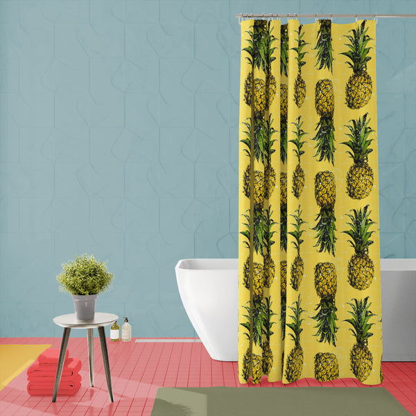 Pineapple Pattern Washable Waterproof Shower Curtain-Shower Curtains-CUR_SH_EL-IC 5008070 IC 5008070, Ancient, Art and Paintings, Cuisine, Drawing, Food, Food and Beverage, Food and Drink, Fruit and Vegetable, Fruits, Hand Drawn, Health, Historical, Icons, Illustrations, Medieval, Nature, Patterns, Scenic, Signs, Signs and Symbols, Sketches, Symbols, Tropical, Vintage, pineapple, pattern, washable, waterproof, polyester, shower, curtain, eyelets, ananas, art, background, color, design, dessert, diet, dietin