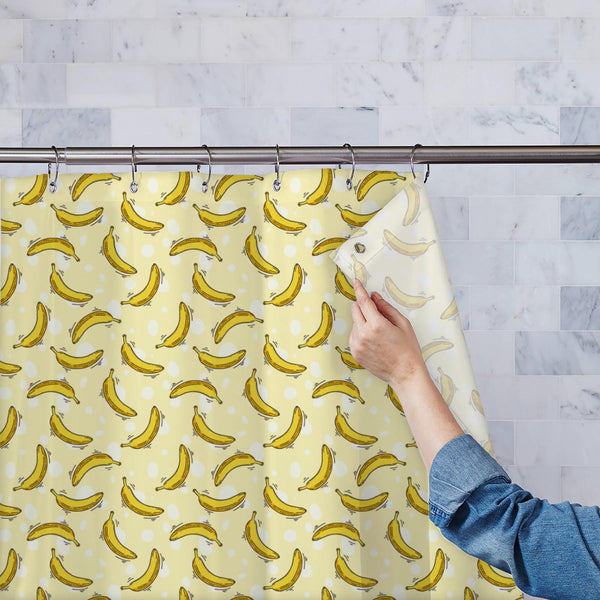 Banana Pattern Washable Waterproof Shower Curtain-Shower Curtains-CUR_SH_EL-IC 5008080 IC 5008080, Abstract Expressionism, Abstracts, Animated Cartoons, Art and Paintings, Beverage, Black and White, Caricature, Cartoons, Cuisine, Digital, Digital Art, Food, Food and Beverage, Food and Drink, Fruit and Vegetable, Fruits, Graphic, Illustrations, Kitchen, Nature, Paintings, Patterns, Scenic, Semi Abstract, Signs, Signs and Symbols, Tropical, White, banana, pattern, washable, waterproof, polyester, shower, curt