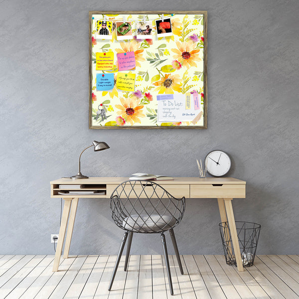 Watercolor Sunflowers Bulletin Board Notice Pin Board Soft Board | Framed-Bulletin Boards Framed-BLB_FR-IC 5008107 IC 5008107, Abstract Expressionism, Abstracts, Ancient, Art and Paintings, Botanical, Digital, Digital Art, Drawing, Floral, Flowers, Graphic, Historical, Medieval, Nature, Patterns, Rural, Scenic, Seasons, Semi Abstract, Signs, Signs and Symbols, Vintage, Watercolour, watercolor, sunflowers, bulletin, board, notice, pin, vision, soft, combo, with, thumb, push, pins, sticky, notes, antique, gol