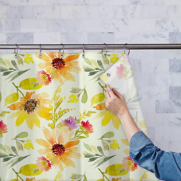 Watercolor Sunflowers Washable Waterproof Shower Curtain-Shower Curtains-CUR_SH_EL-IC 5008107 IC 5008107, Abstract Expressionism, Abstracts, Ancient, Art and Paintings, Botanical, Digital, Digital Art, Drawing, Floral, Flowers, Graphic, Historical, Medieval, Nature, Patterns, Rural, Scenic, Seasons, Semi Abstract, Signs, Signs and Symbols, Vintage, Watercolour, watercolor, sunflowers, washable, waterproof, polyester, shower, curtain, eyelets, flower, abstract, art, artwork, autumn, background, blossom, brig