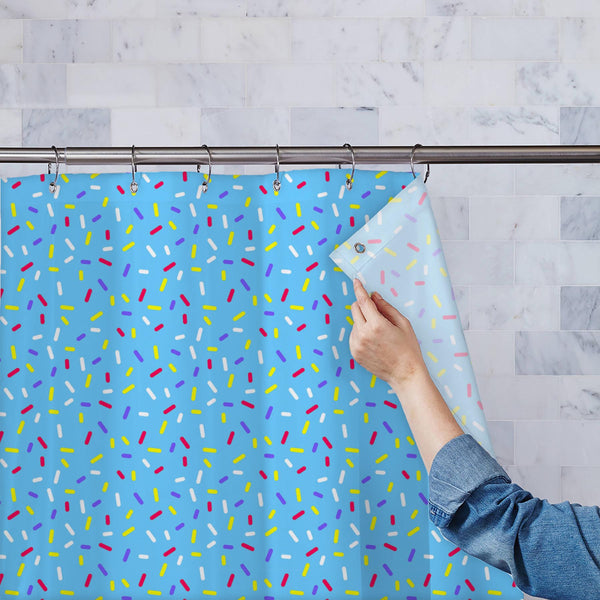 Blue Abstract Glaze Washable Waterproof Shower Curtain-Shower Curtains-CUR_SH_EL-IC 5008115 IC 5008115, Abstract Expressionism, Abstracts, Cuisine, Decorative, Dots, Food, Food and Beverage, Food and Drink, Geometric, Geometric Abstraction, Holidays, Illustrations, Patterns, Semi Abstract, Signs, Signs and Symbols, blue, abstract, glaze, washable, waterproof, polyester, shower, curtain, eyelets, sprinkles, sprinkle, background, bakery, baking, bright, cake, candy, colorful, colour, confectionary, confetti, 