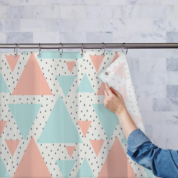 Abstract Geometric Pattern D7 Washable Waterproof Shower Curtain-Shower Curtains-CUR_SH_EL-IC 5008194 IC 5008194, Abstract Expressionism, Abstracts, Ancient, Decorative, Digital, Digital Art, Geometric, Geometric Abstraction, Graphic, Historical, Illustrations, Medieval, Modern Art, Patterns, Retro, Scandinavian, Semi Abstract, Signs, Signs and Symbols, Triangles, Vintage, abstract, pattern, d7, washable, waterproof, polyester, shower, curtain, eyelets, nordic, design, triangle, background, card, color, coo