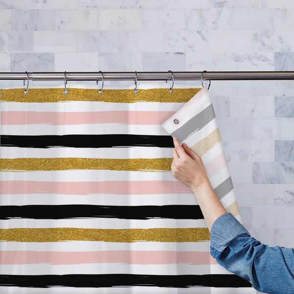 Striped Pattern Washable Waterproof Shower Curtain-Shower Curtains-CUR_SH_EL-IC 5008218 IC 5008218, Art and Paintings, Black, Black and White, Books, Digital, Digital Art, Fashion, Graphic, Illustrations, Inspirational, Modern Art, Motivation, Motivational, Paintings, Patterns, Signs, Signs and Symbols, Stripes, Watercolour, Wedding, White, striped, pattern, washable, waterproof, polyester, shower, curtain, eyelets, gold, glitter, seamless, feminine, background, watercolor, scrapbook, rose, backdrop, beauti