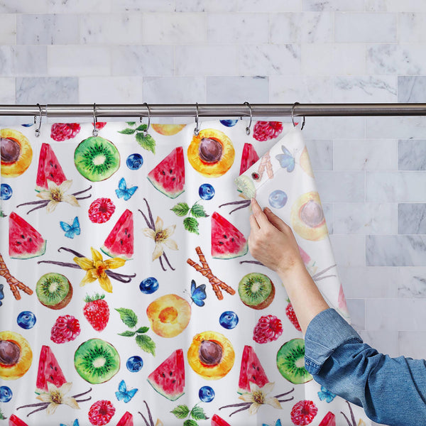 Watercolor Tropical Fruits D1 Washable Waterproof Shower Curtain-Shower Curtains-CUR_SH_EL-IC 5008262 IC 5008262, Ancient, Art and Paintings, Black and White, Botanical, Cuisine, Floral, Flowers, Food, Food and Beverage, Food and Drink, Fruit and Vegetable, Fruits, Health, Historical, Illustrations, Medieval, Nature, Patterns, Scenic, Sketches, Tropical, Vintage, Watercolour, White, watercolor, d1, washable, waterproof, polyester, shower, curtain, eyelets, art, autumn, background, berry, botany, card, decor