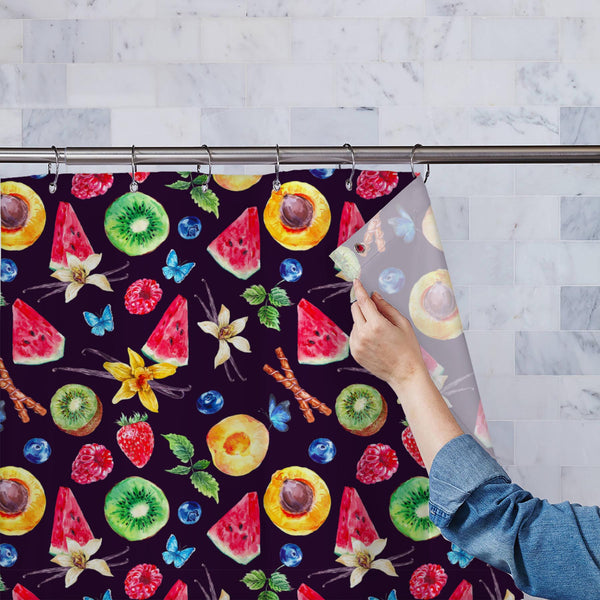 Watercolor Tropical Fruits D3 Washable Waterproof Shower Curtain-Shower Curtains-CUR_SH_EL-IC 5008264 IC 5008264, Ancient, Art and Paintings, Black, Black and White, Botanical, Cuisine, Floral, Flowers, Food, Food and Beverage, Food and Drink, Fruit and Vegetable, Fruits, Health, Historical, Illustrations, Medieval, Nature, Patterns, Scenic, Sketches, Tropical, Vintage, Watercolour, watercolor, d3, washable, waterproof, polyester, shower, curtain, eyelets, art, autumn, background, berry, botany, card, decor