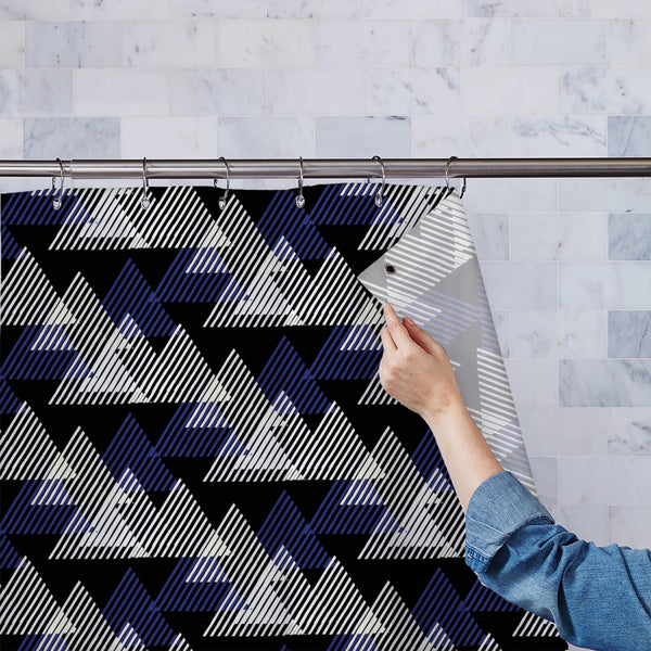 3D Triangles D1 Washable Waterproof Shower Curtain-Shower Curtains-CUR_SH_EL-IC 5008306 IC 5008306, 90s, Abstract Expressionism, Abstracts, Arrows, Art and Paintings, Aztec, Black and White, Chevron, Diamond, Digital, Digital Art, Eygptian, Fashion, Geometric, Geometric Abstraction, Graffiti, Graphic, Hipster, Illustrations, Modern Art, Patterns, Pop Art, Retro, Semi Abstract, Signs, Signs and Symbols, Stripes, Triangles, White, 3d, d1, washable, waterproof, polyester, shower, curtain, eyelets, abstract, ar