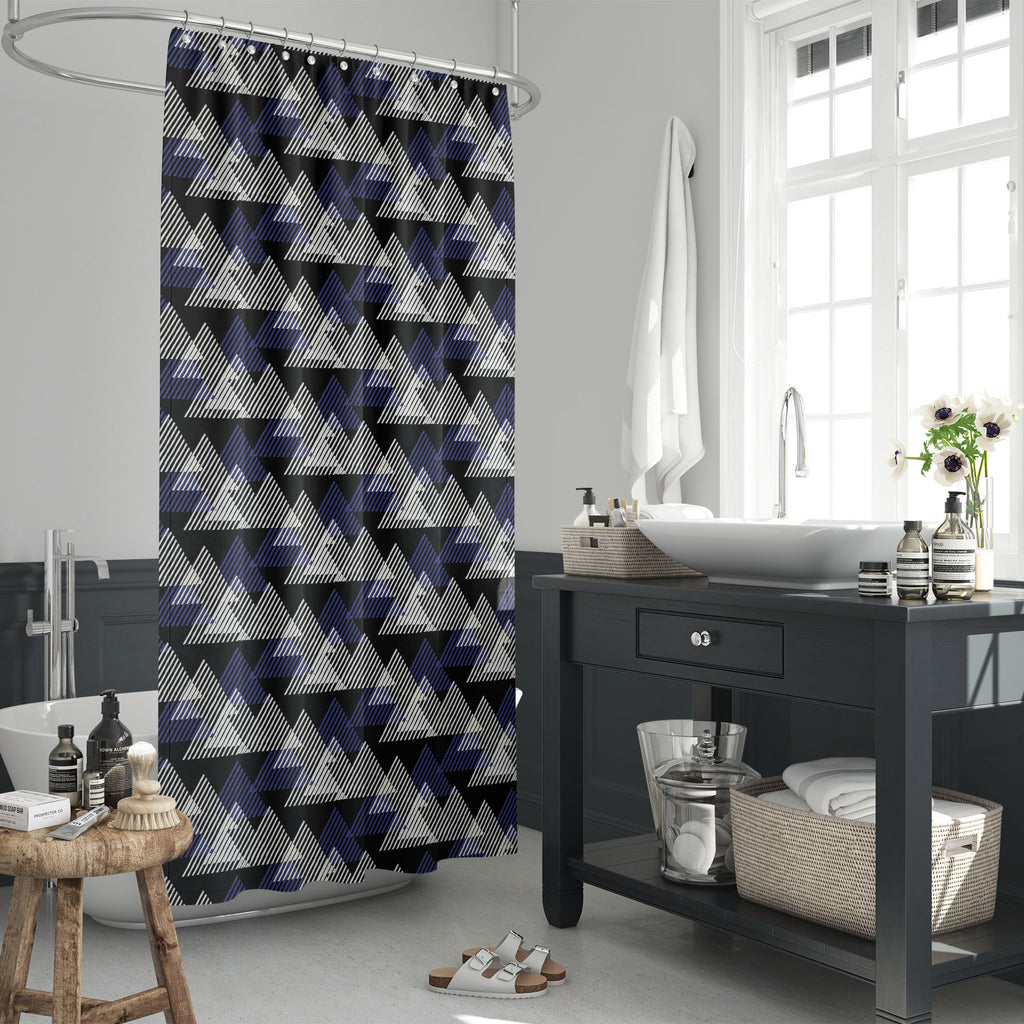 3D Triangles D1 Washable Waterproof Shower Curtain-Shower Curtains-CUR_SH_EL-IC 5008306 IC 5008306, 90s, Abstract Expressionism, Abstracts, Arrows, Art and Paintings, Aztec, Black and White, Chevron, Diamond, Digital, Digital Art, Eygptian, Fashion, Geometric, Geometric Abstraction, Graffiti, Graphic, Hipster, Illustrations, Modern Art, Patterns, Pop Art, Retro, Semi Abstract, Signs, Signs and Symbols, Stripes, Triangles, White, 3d, d1, washable, waterproof, shower, curtain, abstract, arrow, background, bla