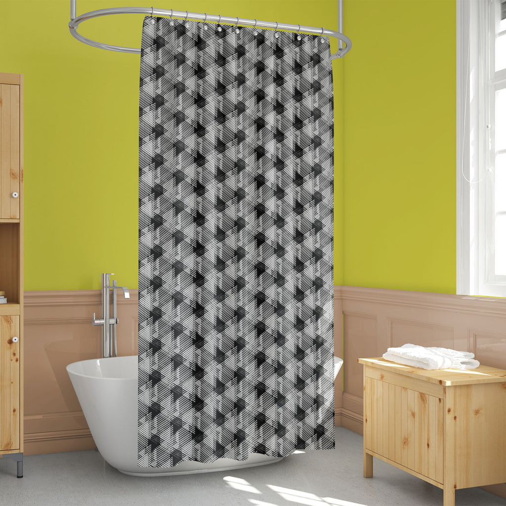 3D Lines & Stripes D3 Washable Waterproof Shower Curtain-Shower Curtains-CUR_SH_EL-IC 5008309 IC 5008309, 80s, Abstract Expressionism, Abstracts, Art and Paintings, Aztec, Black, Black and White, Chevron, Diamond, Digital, Digital Art, Eygptian, Fashion, Geometric, Geometric Abstraction, Graphic, Illustrations, Modern Art, Patterns, Semi Abstract, Signs, Signs and Symbols, Stripes, Triangles, White, 3d, lines, d3, washable, waterproof, shower, curtain, abstract, abstraction, angles, background, and, bold, c