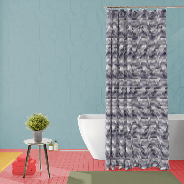 3D Triangles D2 Washable Waterproof Shower Curtain-Shower Curtains-CUR_SH_EL-IC 5008311 IC 5008311, 80s, Abstract Expressionism, Abstracts, African, Art and Paintings, Aztec, Black, Black and White, Chevron, Diamond, Digital, Digital Art, Eygptian, Fashion, Geometric, Geometric Abstraction, Graffiti, Graphic, Hand Drawn, Illustrations, Modern Art, Patterns, Pop Art, Semi Abstract, Signs, Signs and Symbols, Stripes, Triangles, White, 3d, d2, washable, waterproof, polyester, shower, curtain, eyelets, abstract