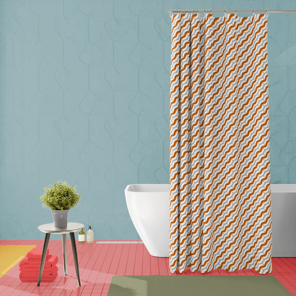 Diagonal Waves & Stripes D1 Washable Waterproof Shower Curtain-Shower Curtains-CUR_SH_EL-IC 5008315 IC 5008315, Abstract Expressionism, Abstracts, Ancient, Art and Paintings, Art Deco, Check, Digital, Digital Art, Geometric, Geometric Abstraction, Graphic, Hipster, Historical, Illustrations, Medieval, Modern Art, Patterns, Plaid, Pop Art, Retro, Semi Abstract, Signs, Signs and Symbols, Stripes, Vintage, diagonal, waves, d1, washable, waterproof, polyester, shower, curtain, eyelets, art, deco, background, bl