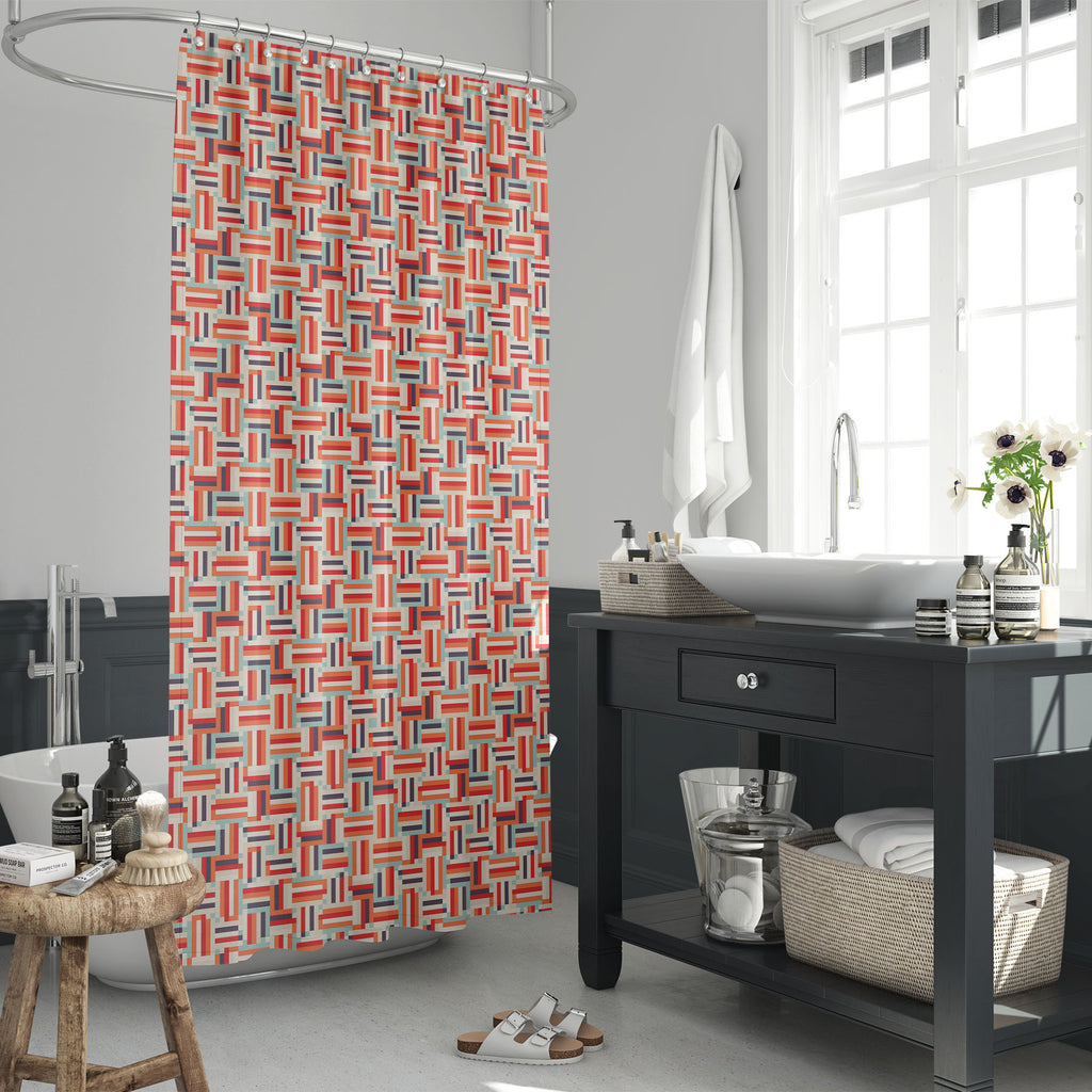 Abstract Geometric Pattern D16 Washable Waterproof Shower Curtain-Shower Curtains-CUR_SH_EL-IC 5008318 IC 5008318, Abstract Expressionism, Abstracts, African, Ancient, Art and Paintings, Check, Digital, Digital Art, Fashion, Geometric, Geometric Abstraction, Graphic, Historical, Illustrations, Medieval, Modern Art, Patterns, Plaid, Pop Art, Retro, Semi Abstract, Signs, Signs and Symbols, Stripes, Vintage, abstract, pattern, d16, washable, waterproof, shower, curtain, angles, background, bold, bright, colorf