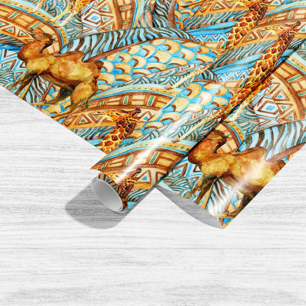 African Camel & Giraffe Art & Craft Gift Wrapping Paper-Wrapping Papers-WRP_PP-IC 5008348 IC 5008348, Abstract Expressionism, Abstracts, African, Ancient, Animals, Art and Paintings, Botanical, Culture, Decorative, Digital, Digital Art, Ethnic, Fashion, Festivals and Occasions, Festive, Floral, Flowers, Folk Art, Geometric, Geometric Abstraction, Graphic, Historical, Indian, Medieval, Nature, Patterns, Pets, Semi Abstract, Signs, Signs and Symbols, Traditional, Triangles, Tribal, Vintage, Watercolour, World