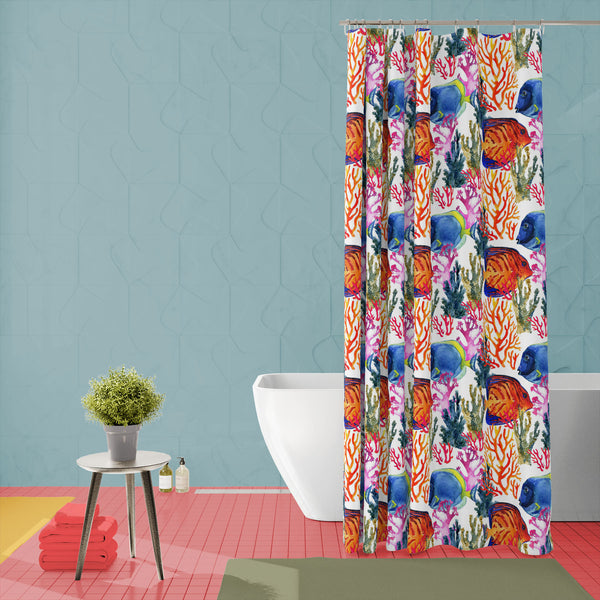 Corals & Fishes D2 Washable Waterproof Shower Curtain-Shower Curtains-CUR_SH_EL-IC 5008382 IC 5008382, Abstract Expressionism, Abstracts, Animals, Art and Paintings, Automobiles, Black and White, Chevron, Decorative, Illustrations, Nature, Patterns, Scenic, Semi Abstract, Signs, Signs and Symbols, Symbols, Transportation, Travel, Tropical, Vehicles, Watercolour, White, corals, fishes, d2, washable, waterproof, polyester, shower, curtain, eyelets, abstract, angel, angelfish, animal, art, background, beach, b