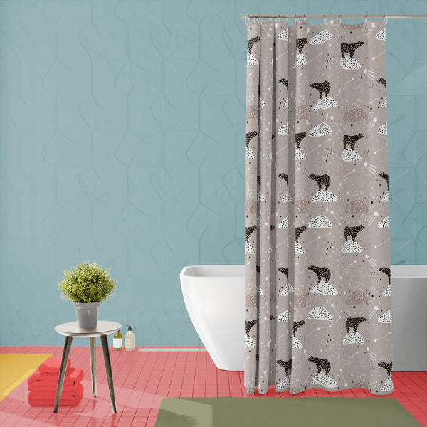 Polar Bears & Constellations D2 Washable Waterproof Shower Curtain-Shower Curtains-CUR_SH_EL-IC 5008405 IC 5008405, Animated Cartoons, Art and Paintings, Baby, Black, Black and White, Caricature, Cartoons, Children, Decorative, Drawing, Hand Drawn, Illustrations, Kids, Minimalism, Patterns, Scandinavian, Signs, Signs and Symbols, Space, White, polar, bears, constellations, d2, washable, waterproof, polyester, shower, curtain, eyelets, art, backdrop, background, bear, brush, cartoon, childish, constellation,