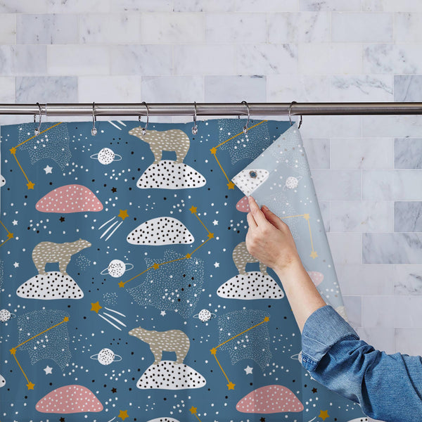 Polar Bears & Constellations D3 Washable Waterproof Shower Curtain-Shower Curtains-CUR_SH_EL-IC 5008406 IC 5008406, Animated Cartoons, Art and Paintings, Baby, Black, Black and White, Caricature, Cartoons, Children, Decorative, Drawing, Hand Drawn, Illustrations, Kids, Minimalism, Patterns, Scandinavian, Signs, Signs and Symbols, Space, White, polar, bears, constellations, d3, washable, waterproof, polyester, shower, curtain, eyelets, art, backdrop, background, bear, brush, cartoon, childish, constellation,