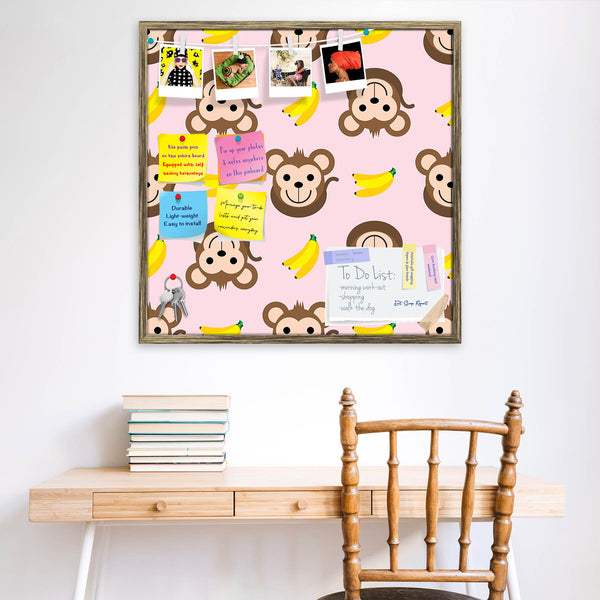 Monkey & Banana Bulletin Board Notice Pin Board Soft Board | Framed-Bulletin Boards Framed-BLB_FR-IC 5008425 IC 5008425, Animals, Animated Cartoons, Art and Paintings, Baby, Black and White, Caricature, Cartoons, Children, Decorative, Digital, Digital Art, Drawing, Fashion, Graphic, Illustrations, Kids, Modern Art, Patterns, Signs, Signs and Symbols, Symbols, White, Wildlife, monkey, banana, bulletin, board, notice, pin, vision, soft, combo, with, thumb, push, pins, sticky, notes, antique, golden, frame, ad