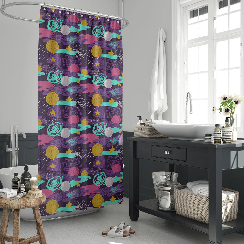 Cosmic Space Doodle Washable Waterproof Shower Curtain-Shower Curtains-CUR_SH_EL-IC 5008433 IC 5008433, Abstract Expressionism, Abstracts, Ancient, Art and Paintings, Astronomy, Automobiles, Baby, Children, Cosmology, Digital, Digital Art, Drawing, Fantasy, Graphic, Hand Drawn, Historical, Illustrations, Kids, Medieval, Patterns, Retro, Science Fiction, Semi Abstract, Signs, Signs and Symbols, Space, Stars, Transportation, Travel, Vehicles, Vintage, cosmic, doodle, washable, waterproof, shower, curtain, abs