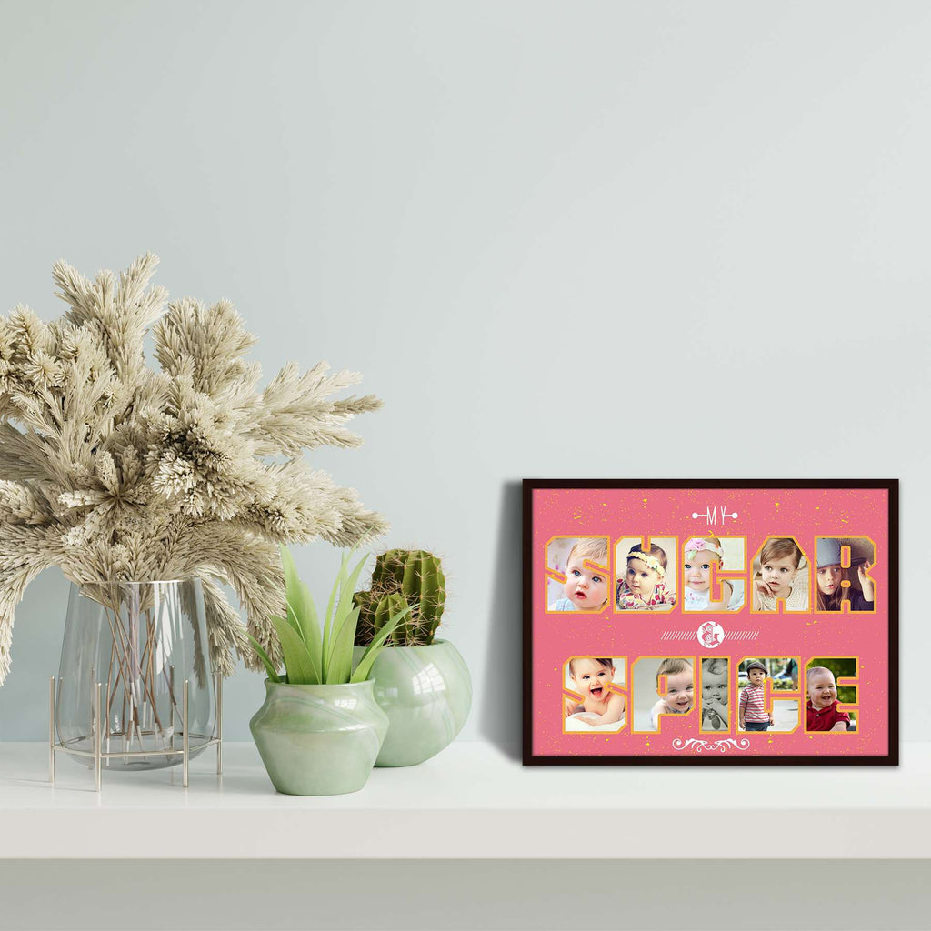 Sugar & Spice Personalised Custom Photo Collage Frame Gift for Birthday, Anniversary, Parents, Friends & Family-Personalized Photo Frame Collage-PTA_FR-IC 5009166 IC 5009166, Baby, Bling, Children, Collages, Kids, Siblings, sugar, spice, personalised, custom, photo, collage, frame, gift, for, birthday, anniversary, parents, friends, family, photo frame, baby photo collage, baby photo frames, photo frames for friends, birthday photo collage, collage frame, framed photo collage, personalised collage, personal