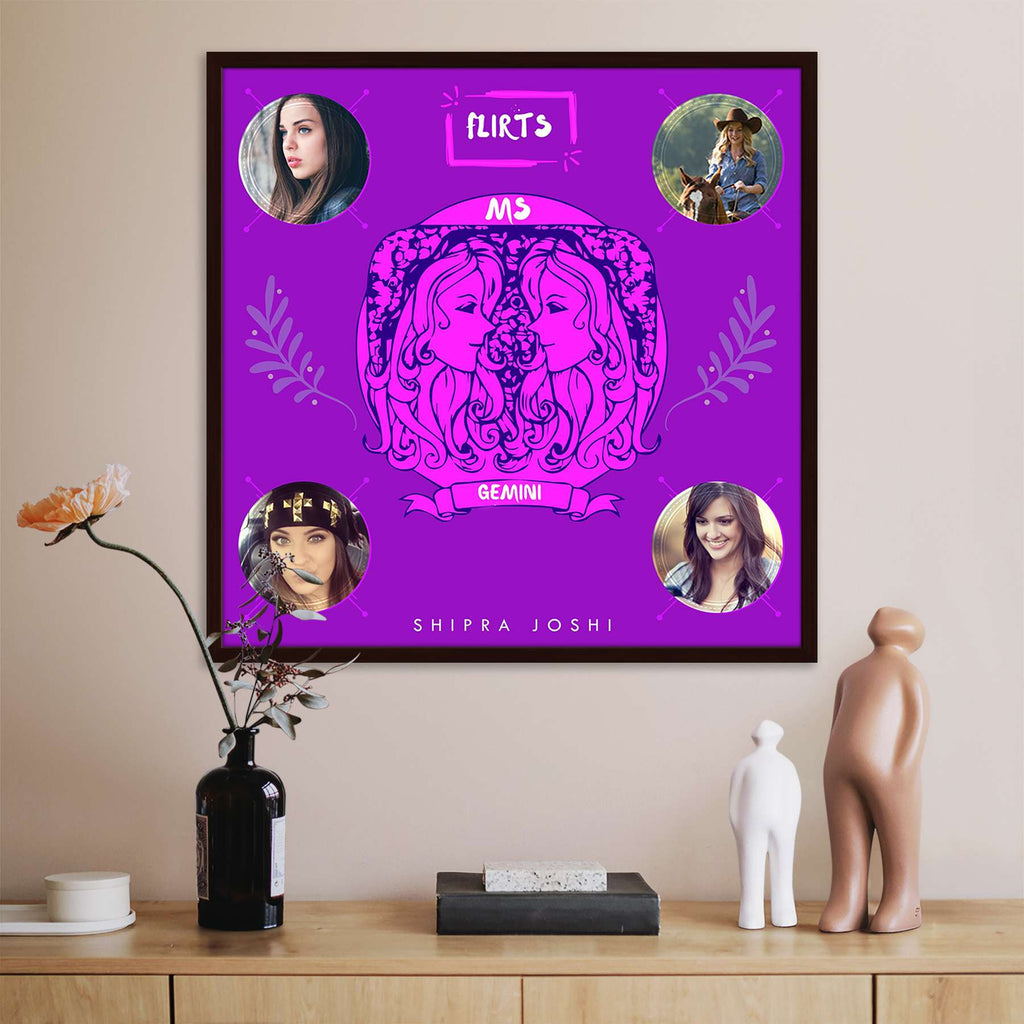 Zodiac Series Gemini D2 Personalised Custom Photo Collage Frame Gift for Birthday, Anniversary, Parents, Friends & Family-Personalized Photo Frame Collage-PTA_FR-IC 5009187 IC 5009187, Astrology, Birthday, Friends, Horoscope, Individuals, Sun Signs, Timelines, Zodiac, series, gemini, d2, personalised, custom, photo, collage, frame, gift, for, anniversary, parents, family, photo frame, baby photo collage, baby photo frames, photo frames for friends, birthday photo collage, collage frame, framed photo collage