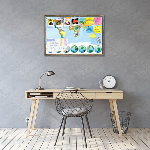 World Map with Globes Bulletin Board Notice Pin Board Soft Board | Framed-Bulletin Boards Framed-BLB_FR-IC 5009351 IC 5009351, Countries, Maps, world, map, with, globes, bulletin, board, notice, pin, vision, soft, combo, thumb, push, pins, sticky, notes, antique, golden, frame, artzfolio, bulletin board, pin board, notice board, soft board, vision board, display board, study board, pin up board, cork board, printed bulletin board, framed bulletin board, pin board for study room, notice board for study room,