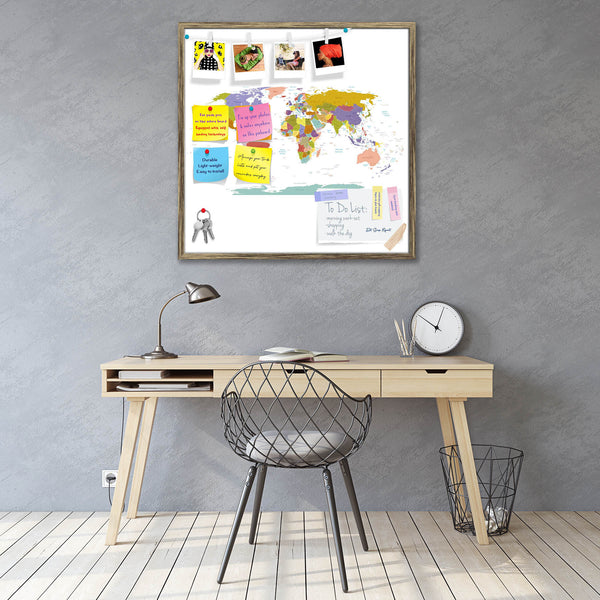 Detailed World Map Bulletin Board Notice Pin Board Soft Board | Framed-Bulletin Boards Framed-BLB_FR-IC 5009780 IC 5009780, Abstract Expressionism, Abstracts, African, American, Asian, Astronomy, Automobiles, Business, Calligraphy, Cosmology, Countries, Illustrations, Maps, Semi Abstract, Signs, Signs and Symbols, Space, Text, Transportation, Travel, Vehicles, detailed, world, map, bulletin, board, notice, pin, vision, soft, combo, with, thumb, push, pins, sticky, notes, antique, golden, frame, vector, coun