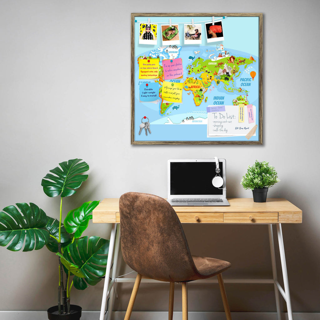 Cartoon World Map Bulletin Board Notice Pin Board Soft Board | Framed-Bulletin Boards Framed-BLB_FR-IC 5011127 IC 5011127, African, Animals, Animated Cartoons, Automobiles, Baby, Caricature, Cartoons, Children, Comics, Culture, Decorative, Education, Entertainment, Ethnic, Illustrations, Kids, Landscapes, Maps, Mountains, Nature, People, Scenic, Schools, Signs, Signs and Symbols, Sports, Traditional, Transportation, Travel, Tribal, Universities, Vehicles, Wildlife, World Culture, cartoon, world, map, bullet