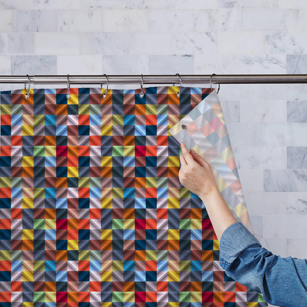 Colorful Retro Zigzag Washable Waterproof Shower Curtain-Shower Curtains-CUR_SH_EL-IC 5015031 IC 5015031, 3D, Abstract Expressionism, Abstracts, Architecture, Art and Paintings, Digital, Digital Art, Geometric, Geometric Abstraction, Graphic, Modern Art, Patterns, Retro, Semi Abstract, Signs, Signs and Symbols, Space, Typography, colorful, zigzag, washable, waterproof, polyester, shower, curtain, eyelets, art, background, cube, mosaic, abstract, backdrop, block, box, brick, bright, card, color, concept, cor