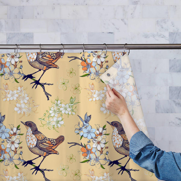 Birds and Apple Tree Washable Waterproof Shower Curtain-Shower Curtains-CUR_SH_EL-IC 5015033 IC 5015033, Ancient, Art and Paintings, Birds, Botanical, Floral, Flowers, Historical, Illustrations, Inspirational, Medieval, Motivation, Motivational, Nature, Patterns, Retro, Scenic, Signs, Signs and Symbols, Vintage, and, apple, tree, washable, waterproof, polyester, shower, curtain, eyelets, bird, flower, pattern, seamless, cute, spring, wallpaper, art, background, blossom, branch, fabric, illustration, texture