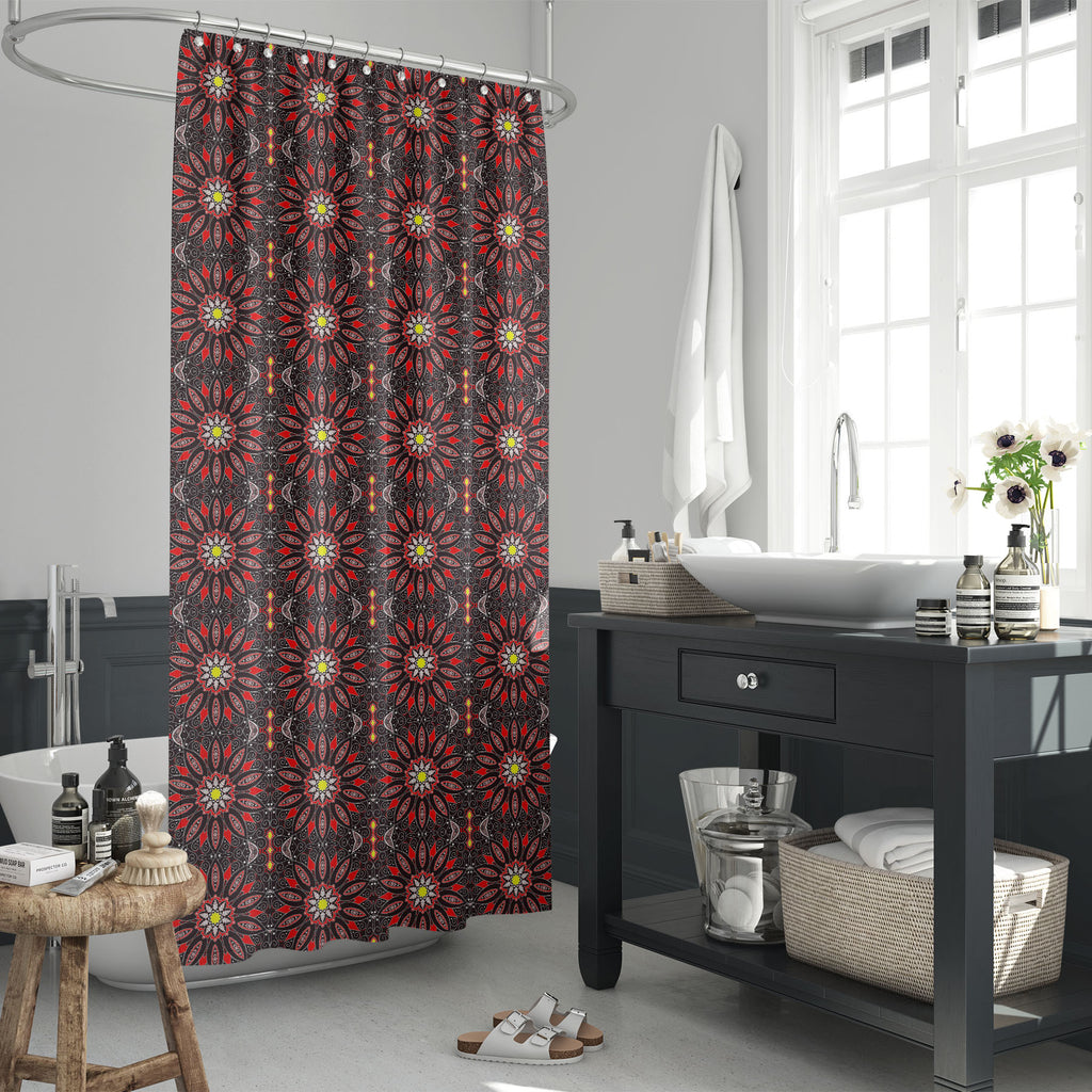 Abstract Floral Damask Washable Waterproof Shower Curtain-Shower Curtains-CUR_SH_EL-IC 5015078 IC 5015078, Abstract Expressionism, Abstracts, Allah, Ancient, Arabic, Asian, Black, Black and White, Botanical, Circle, Culture, Damask, Digital, Digital Art, Ethnic, Floral, Flowers, Graphic, Historical, Illustrations, Indian, Islam, Medieval, Nature, Patterns, Persian, Retro, Scenic, Semi Abstract, Signs, Signs and Symbols, Traditional, Tribal, Vintage, World Culture, abstract, washable, waterproof, shower, cur