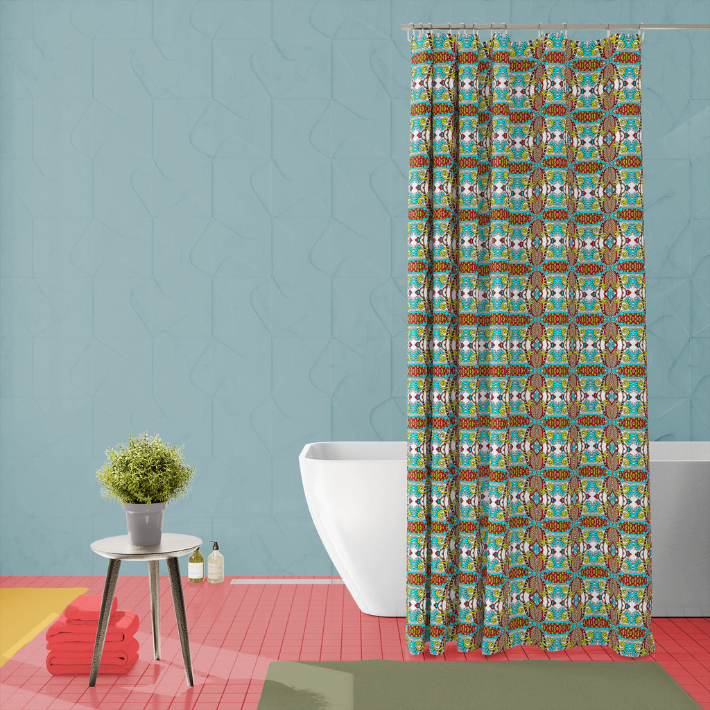 Geometric Floral Style Washable Waterproof Shower Curtain-Shower Curtains-CUR_SH_EL-IC 5015111 IC 5015111, Abstract Expressionism, Abstracts, Ancient, Botanical, Decorative, Drawing, Floral, Flowers, Historical, Illustrations, Medieval, Nature, Paisley, Patterns, Retro, Scenic, Semi Abstract, Signs, Signs and Symbols, Vintage, geometric, style, washable, waterproof, shower, curtain, abstract, backdrop, background, beautiful, canvas, cute, decor, decoration, design, element, embellishment, fabric, flourishes