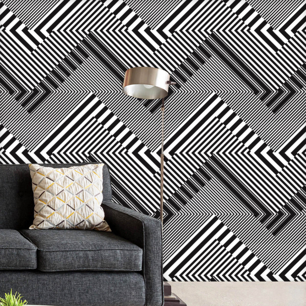 Abstract Geometric Stripes D3 Wallpaper Roll-Wallpapers Peel & Stick-WAL_PA-IC 5015141 IC 5015141, Abstract Expressionism, Abstracts, Art and Paintings, Black, Black and White, Chevron, Decorative, Digital, Digital Art, Fashion, Geometric, Geometric Abstraction, Graphic, Grid Art, Patterns, Semi Abstract, Signs, Signs and Symbols, Stripes, Urban, White, abstract, d3, wallpaper, roll, pattern, art, optical, shapes, backdrop, background, contrast, cover, creative, decor, design, frame, grid, illusion, mesh, o