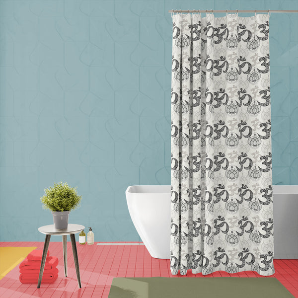 Hindu Religious Om with Lotus Washable Waterproof Shower Curtain-Shower Curtains-CUR_SH_EL-IC 5015156 IC 5015156, Abstract Expressionism, Abstracts, Art and Paintings, Asian, Botanical, Buddhism, Culture, Ethnic, Floral, Flowers, God Buddha, God Shiv, Hinduism, Icons, Illustrations, Indian, Mandala, Nature, Patterns, Religion, Religious, Sanskrit, Semi Abstract, Signs, Signs and Symbols, Spiritual, Symbols, Traditional, Tribal, World Culture, hindu, om, with, lotus, washable, waterproof, polyester, shower, 