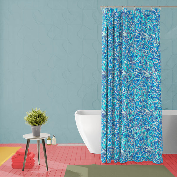 Floral Paisley Washable Waterproof Shower Curtain-Shower Curtains-CUR_SH_EL-IC 5015167 IC 5015167, Abstract Expressionism, Abstracts, Allah, Ancient, Arabic, Art and Paintings, Asian, Botanical, Culture, Decorative, Ethnic, Fashion, Floral, Flowers, Historical, Illustrations, Indian, Islam, Medieval, Nature, Paisley, Patterns, Persian, Retro, Scenic, Semi Abstract, Signs, Signs and Symbols, Traditional, Tribal, Vintage, World Culture, washable, waterproof, polyester, shower, curtain, eyelets, background, bl