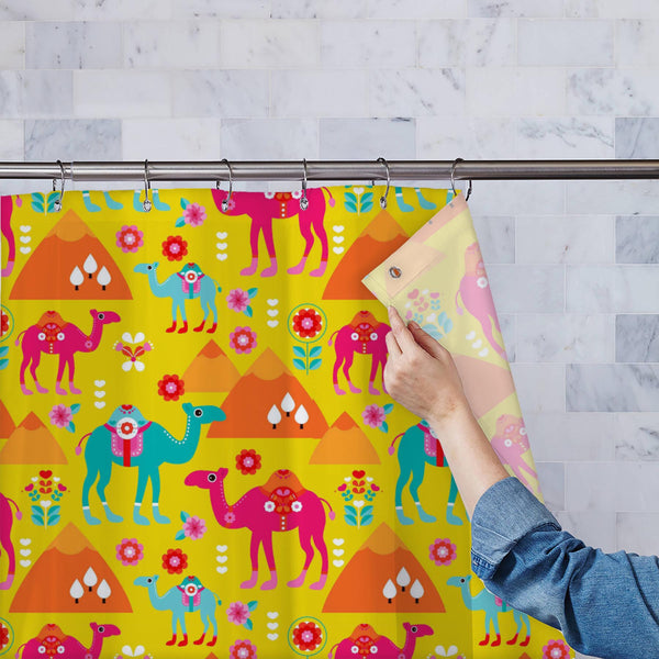 Pyramids & Camel Washable Waterproof Shower Curtain-Shower Curtains-CUR_SH_EL-IC 5015181 IC 5015181, Abstract Expressionism, Abstracts, Allah, Animals, Animated Cartoons, Arabic, Art and Paintings, Automobiles, Baby, Botanical, Caricature, Cartoons, Children, Culture, Decorative, Ethnic, Eygptian, Floral, Flowers, Illustrations, Indian, Islam, Kids, Love, Nature, Patterns, Romance, Scenic, Semi Abstract, Signs, Signs and Symbols, Traditional, Transportation, Travel, Tribal, Vehicles, Wildlife, World Culture