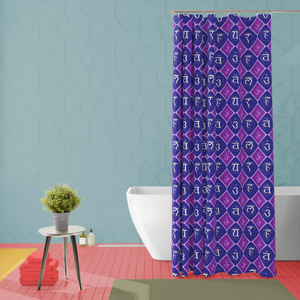 Hindu Sanskrit Chakras D2 Washable Waterproof Shower Curtain-Shower Curtains-CUR_SH_EL-IC 5015190 IC 5015190, Abstract Expressionism, Abstracts, Art and Paintings, Buddhism, Digital, Digital Art, Graphic, Health, Icons, Illustrations, Indian, Mandala, Patterns, Sanskrit, Semi Abstract, Signs, Signs and Symbols, Spiritual, Symbols, hindu, chakras, d2, washable, waterproof, shower, curtain, abstract, ajna, anahata, art, aura, chakra, design, energy, esoteric, gray, healing, healthy, holistic, icon, illustrati