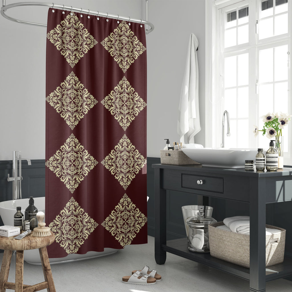 Oriental Arabesque and Floral Elements Washable Waterproof Shower Curtain-Shower Curtains-CUR_SH_EL-IC 5015245 IC 5015245, Abstract Expressionism, Abstracts, Allah, Ancient, Arabic, Baroque, Botanical, Damask, Decorative, Digital, Digital Art, Fashion, Floral, Flowers, Graphic, Historical, Illustrations, Islam, Medieval, Moroccan, Nature, Patterns, Renaissance, Retro, Rococo, Semi Abstract, Victorian, Vintage, oriental, arabesque, and, elements, washable, waterproof, shower, curtain, pattern, abstract, anti