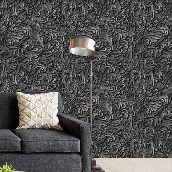 Abstract Black Floral Vine Pattern D1 Wallpaper Roll-Wallpapers Peel & Stick-WAL_PA-IC 5015261 IC 5015261, 3D, Abstract Expressionism, Abstracts, Ancient, Black, Black and White, Botanical, Decorative, Digital, Digital Art, Fashion, Floral, Flowers, Graphic, Historical, Illustrations, Medieval, Nature, Patterns, Semi Abstract, Signs, Signs and Symbols, Symbols, Victorian, Vintage, Wedding, abstract, vine, pattern, d1, peel, stick, vinyl, wallpaper, roll, non-pvc, self-adhesive, eco-friendly, water-repellent