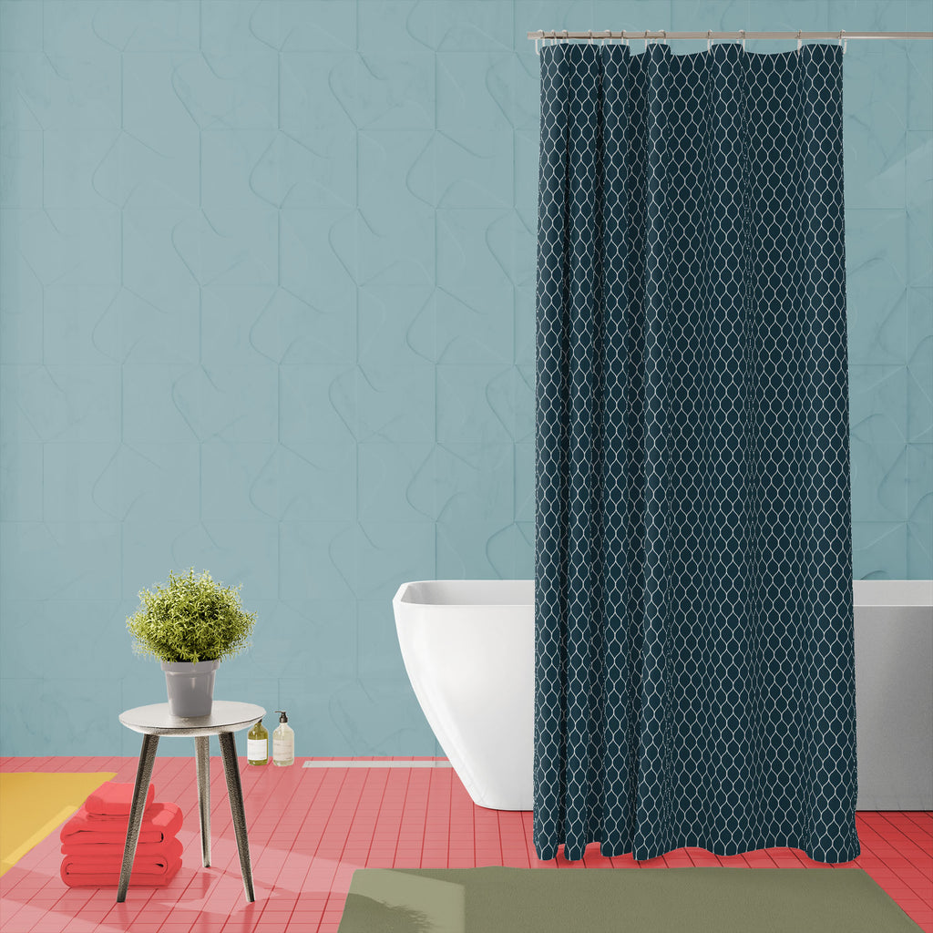 Denim Blue Woven Pattern Washable Waterproof Shower Curtain-Shower Curtains-CUR_SH_EL-IC 5015277 IC 5015277, Abstract Expressionism, Abstracts, Allah, Ancient, Arabic, Art and Paintings, Culture, Digital, Digital Art, Ethnic, Fashion, Geometric, Geometric Abstraction, Graphic, Historical, Illustrations, Islam, Medieval, Patterns, Quatrefoil, Semi Abstract, Signs, Signs and Symbols, Stripes, Traditional, Tribal, Vintage, World Culture, denim, blue, woven, pattern, washable, waterproof, shower, curtain, textu