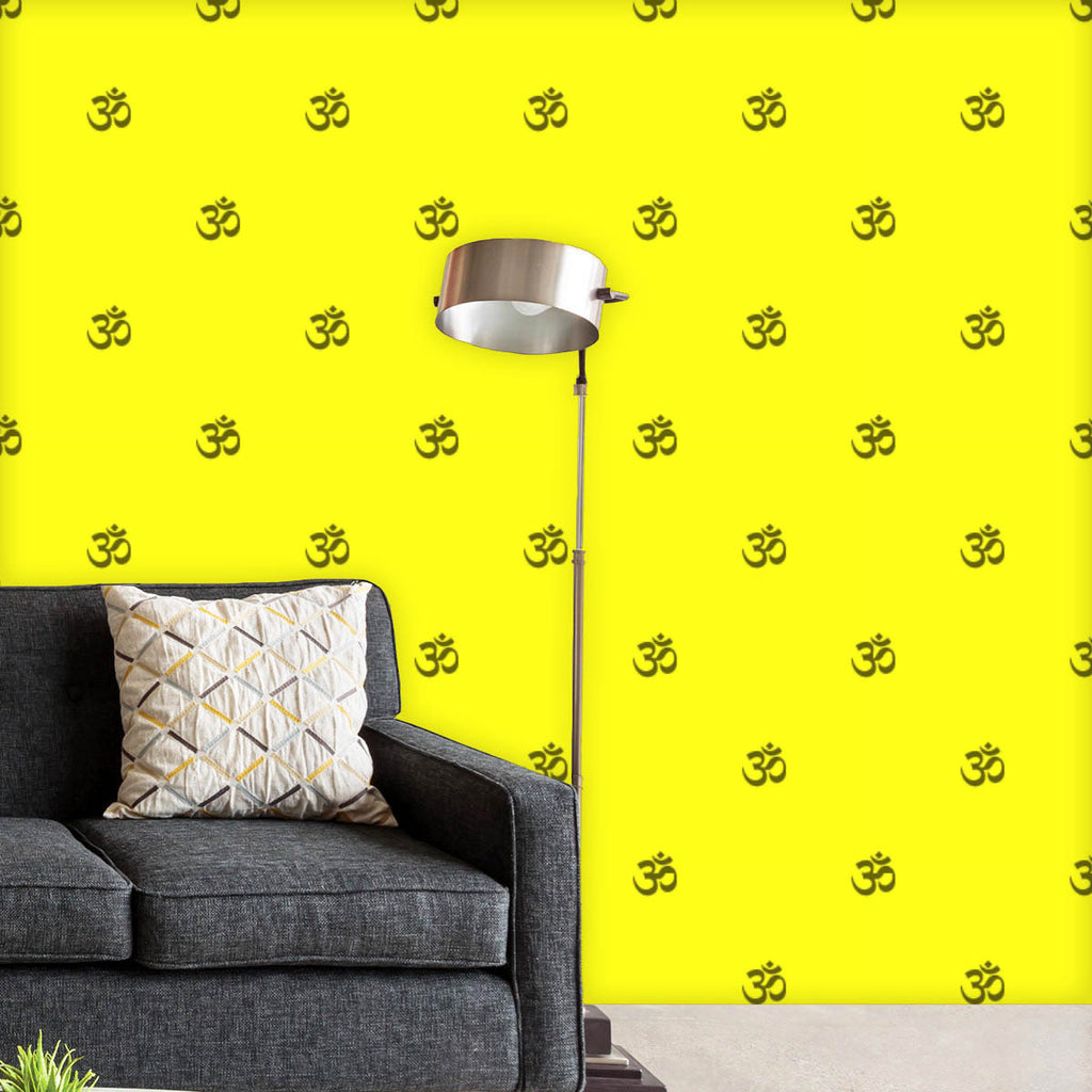 Om Signs on Yellow Wallpaper Roll-Wallpapers Peel & Stick-WAL_PA-IC 5015401 IC 5015401, Abstract Expressionism, Abstracts, Art and Paintings, Buddhism, Culture, Digital, Digital Art, Ethnic, Graphic, Illustrations, Patterns, Religion, Religious, Sanskrit, Semi Abstract, Signs, Signs and Symbols, Traditional, Tribal, World Culture, om, on, yellow, wallpaper, roll, abstract, art, background, color, conscious, contemplation, curve, design, illustration, image, imagery, lifestyle, light, mantra, meditating, med