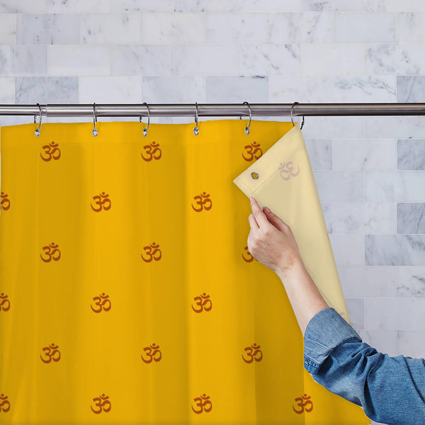 Om Signs on Orange Washable Waterproof Shower Curtain-Shower Curtains-CUR_SH_EL-IC 5015403 IC 5015403, Abstract Expressionism, Abstracts, Art and Paintings, Buddhism, Culture, Digital, Digital Art, Ethnic, Graphic, Illustrations, Patterns, Religion, Religious, Sanskrit, Semi Abstract, Signs, Signs and Symbols, Traditional, Tribal, World Culture, om, on, orange, washable, waterproof, polyester, shower, curtain, eyelets, abstract, apricot, art, background, color, conscious, contemplation, curve, dark, design,