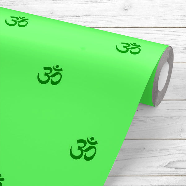 Om Signs on Green Wallpaper Roll-Wallpapers Peel & Stick-WAL_PA-IC 5015404 IC 5015404, Abstract Expressionism, Abstracts, Art and Paintings, Buddhism, Culture, Digital, Digital Art, Ethnic, Graphic, Illustrations, Patterns, Religion, Religious, Sanskrit, Semi Abstract, Signs, Signs and Symbols, Traditional, Tribal, World Culture, om, on, green, peel, stick, vinyl, wallpaper, roll, non-pvc, self-adhesive, eco-friendly, water-repellent, scratch-resistant, abstract, art, background, color, conscious, contempla