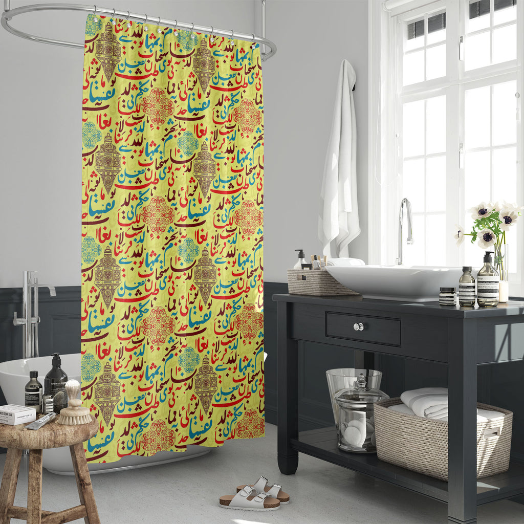 Arabic Eid Mubarak Pattern D12 Washable Waterproof Shower Curtain-Shower Curtains-CUR_SH_EL-IC 5015415 IC 5015415, Abstract Expressionism, Abstracts, Allah, Alphabets, Arabic, Art and Paintings, Calligraphy, Decorative, Digital, Digital Art, Education, Festivals, Festivals and Occasions, Festive, Graphic, Illustrations, Islam, Patterns, Religion, Religious, Schools, Semi Abstract, Signs, Signs and Symbols, Symbols, Text, Typography, Universities, eid, mubarak, pattern, d12, washable, waterproof, shower, cur