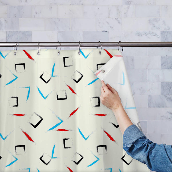 Colorful Geometric Strokes Washable Waterproof Shower Curtain-Shower Curtains-CUR_SH_EL-IC 5015425 IC 5015425, Abstract Expressionism, Abstracts, Animals, Black and White, Books, Chevron, Cross, Decorative, Digital, Digital Art, Drawing, Geometric, Geometric Abstraction, Graphic, Illustrations, Modern Art, Patterns, Scandinavian, Semi Abstract, Signs, Signs and Symbols, Triangles, White, colorful, strokes, washable, waterproof, polyester, shower, curtain, eyelets, shape, random, small, basic, design, ditsy,