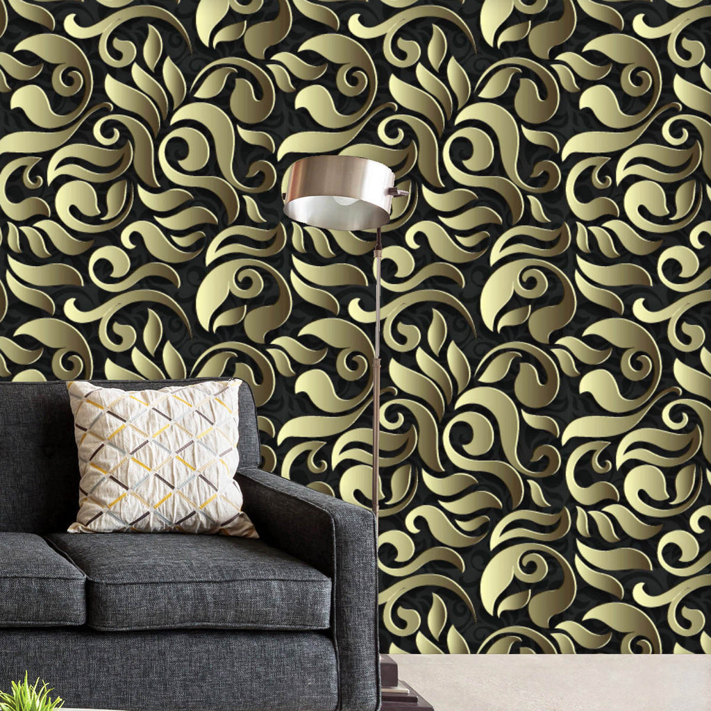 3D Golden Floral Abstract Wallpaper Roll-Wallpapers Peel & Stick-WAL_PA-IC 5015427 IC 5015427, 3D, Abstract Expressionism, Abstracts, Ancient, Black, Black and White, Botanical, Decorative, Digital, Digital Art, Fashion, Floral, Flowers, Graphic, Historical, Illustrations, Medieval, Nature, Patterns, Retro, Semi Abstract, Signs, Signs and Symbols, Vintage, Wedding, golden, abstract, wallpaper, roll, pattern, backdrop, background, card, classic, cover, curl, curly, curve, dark, decor, decoration, design, ele