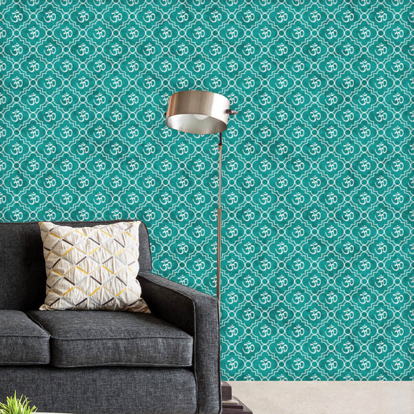 Teal Black Aum Hindu Symbol D2 Wallpaper Roll-Wallpapers Peel & Stick-WAL_PA-IC 5015439 IC 5015439, Abstract Expressionism, Abstracts, Black and White, Books, Buddhism, Digital, Digital Art, Geometric, Geometric Abstraction, Graphic, Hinduism, Icons, Indian, Patterns, Religion, Religious, Sanskrit, Semi Abstract, Signs, Signs and Symbols, Spiritual, Symbols, White, teal, black, aum, hindu, symbol, d2, peel, stick, vinyl, wallpaper, roll, non-pvc, self-adhesive, eco-friendly, water-repellent, scratch-resista